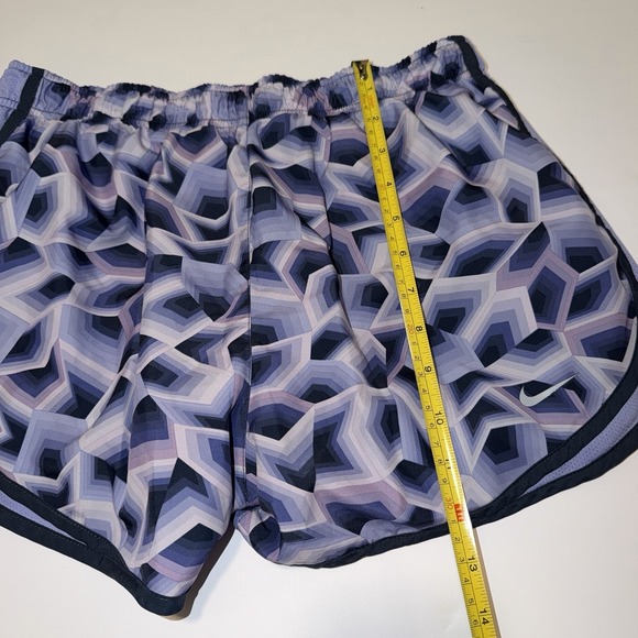 Nike Tempo Running Shorts Womens Large Dri Fit Purple Graphic Mesh Lined Swoosh - Picture 7 of 8